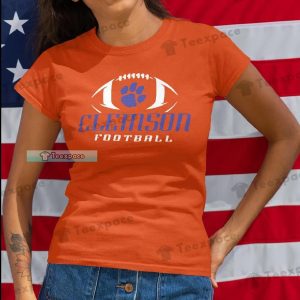 Clemson Tigers Pawprint Football T Shirt Womens