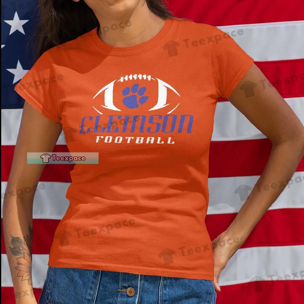 Clemson Tigers Pawprint Football T Shirt Womens