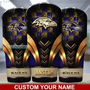 Custom Baltimore Ravens Arrow Golden Pattern Tumbler
