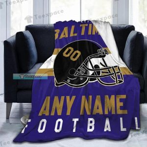Custom Baltimore Ravens Big Helmet Center Sherpa Blanket 1