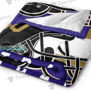 Custom Baltimore Ravens Big Helmet Center Sherpa Blanket 2