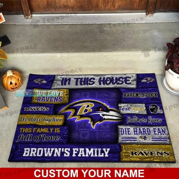 Custom Baltimore Ravens In This House Letter Pattern Doormat