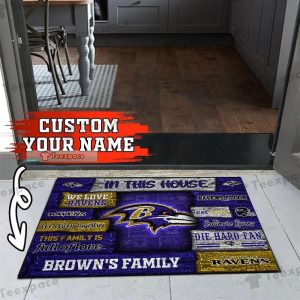 Custom Baltimore Ravens In This House Letter Pattern Doormat 3