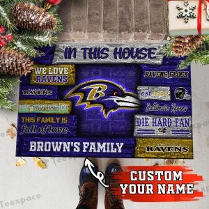 Custom Baltimore Ravens In This House Letter Pattern Doormat