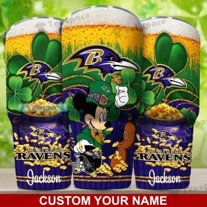 Custom Baltimore Ravens Mickey Beer Gold Patrick’s Day Tumbler