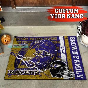 Custom Baltimore Ravens Thunder Earth Pattern Doormat