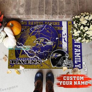 Custom Baltimore Ravens Thunder Earth Pattern Doormat
