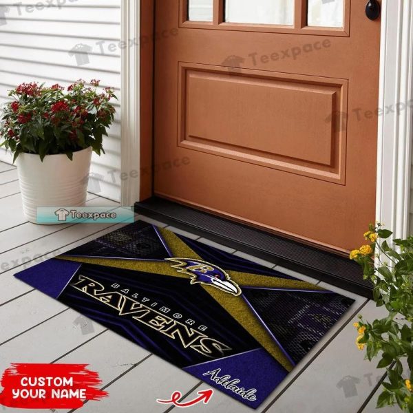 Custom Baltimore Ravens X Stripes Pattern Doormat