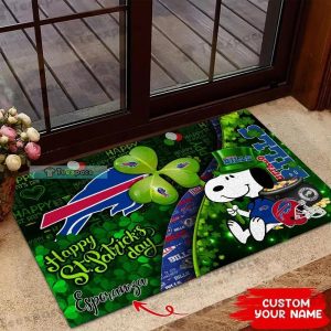 Custom Buffalo Bills Snoopy Happy Saint Patrick’s Day Doormat