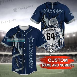Custom Dallas Cowboys Football In Flame Baseball Jersey
