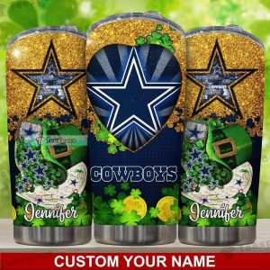 Custom Dallas Cowboys Happy Saint Pactricks Day Golden Tumbler 2