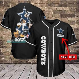 Custom Dallas Cowboys Mickey Donald Goofy Disney Baseball Jersey