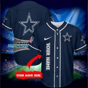 Custom Dallas Cowboys Midnight Blue Nike Baseball Jersey