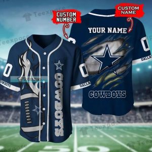 Custom Dallas Cowboys Scatch Fire Ball Baseball Jersey