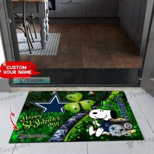 Custom Dallas Cowboys Snoopy Happy Saint Patrick’s Day Doormat