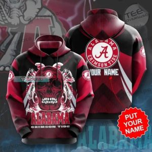 Custom Name Alabama Crimson Tide Floral Skull hoodie 1