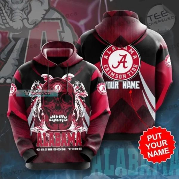 Custom Name Alabama Crimson Tide Floral Skull hoodie