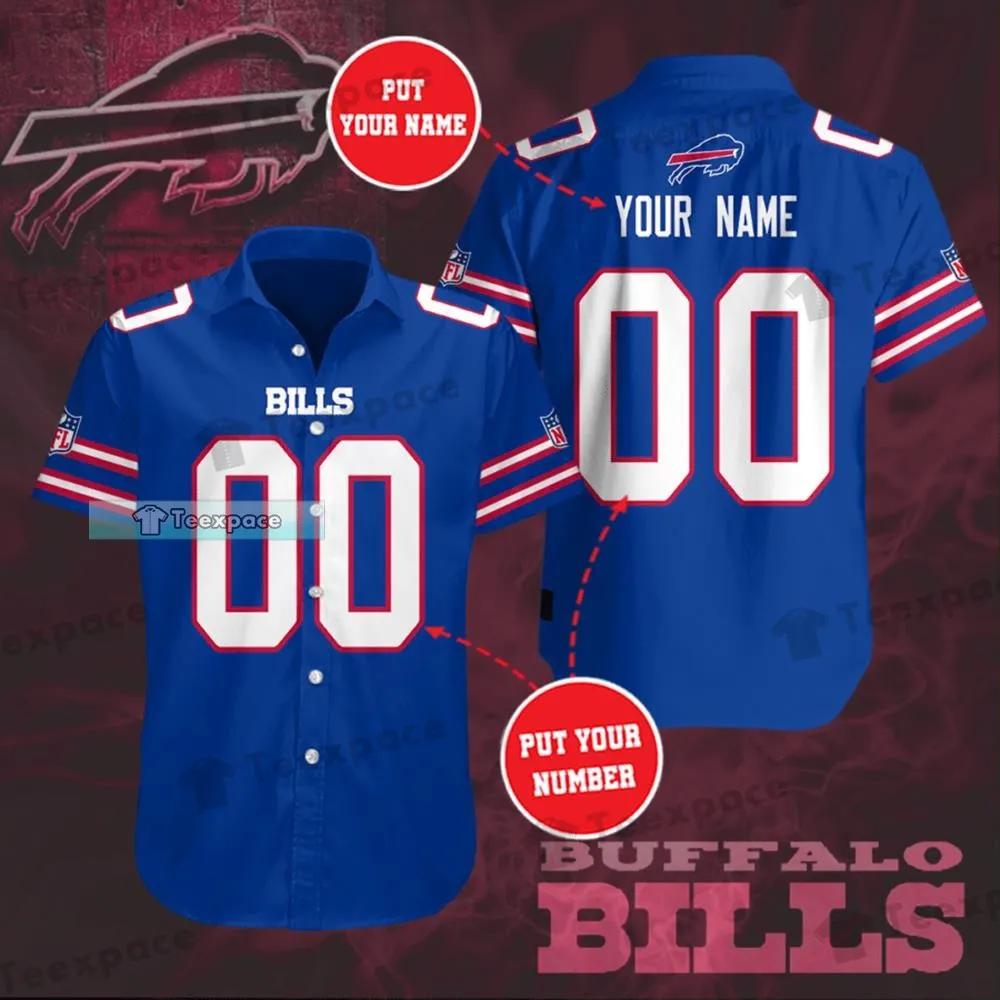 Custom Name And Number Buffalo Bills Plain Blue Hawaiian Shirt