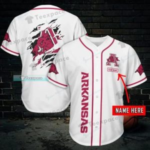 Custom Name Arkansas Razorbacks Tearing Pattern Baseball Jersey