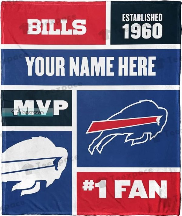 Custom Name Buffalo Bills #1 Fan MVP Throw Blanket