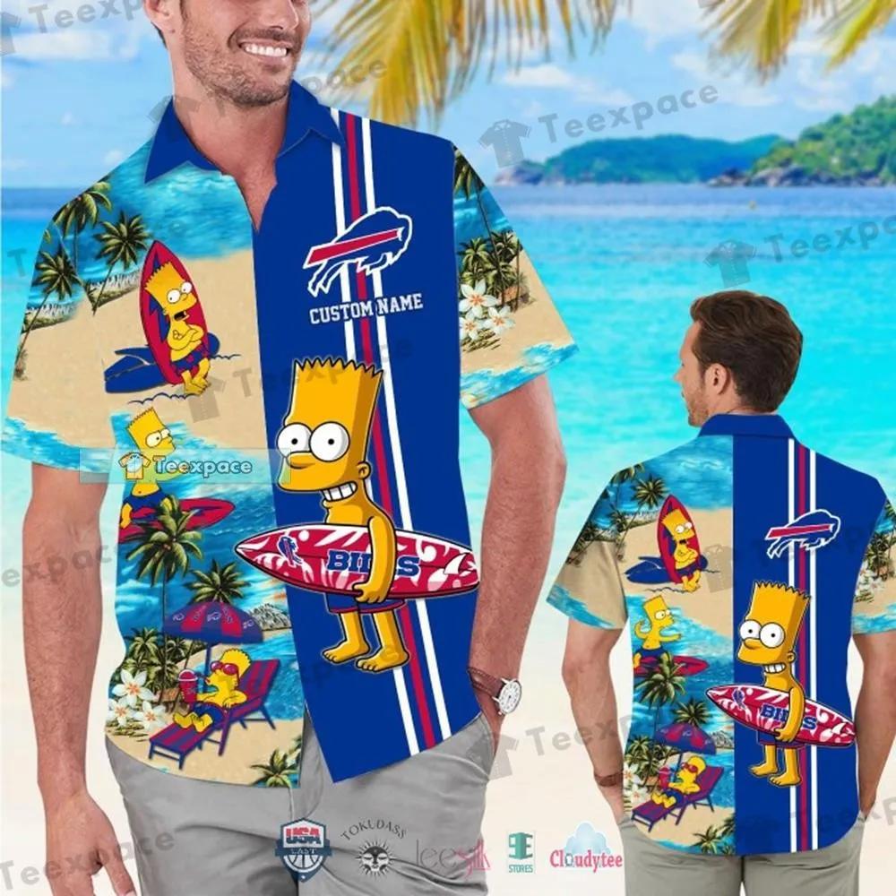 Custom Name Buffalo Bills Bart Simpson Summer Hawaiian Shirt