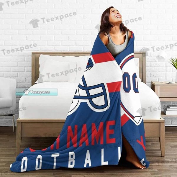 Custom Name Buffalo Bills Football Helmet Fuzzy Blanket