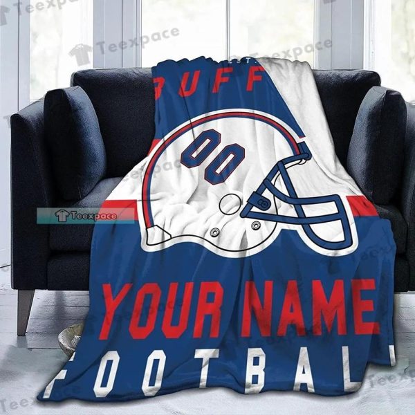 Custom Name Buffalo Bills Football Helmet Fuzzy Blanket