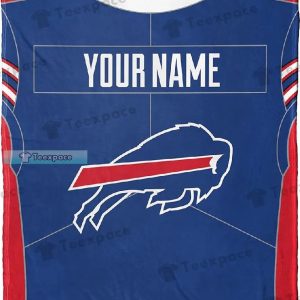 Custom Name Buffalo Bills Football Uniform Sherpa Blanket 9