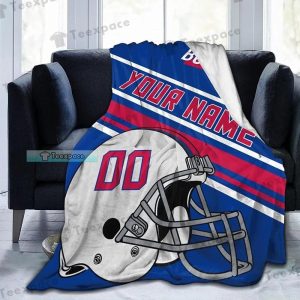 Custom Name Buffalo Bills Helmet Stripes Fuzzy Blanket 3