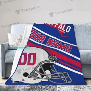 Custom Name Buffalo Bills Helmet Stripes Fuzzy Blanket 9