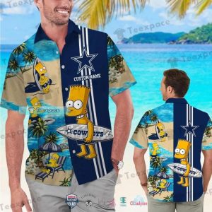 Custom Name Dallas Cowboys Bart Simpson Hawaiian Shirt