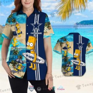 Custom Name Dallas Cowboys Bart Simpson Hawaiian Shirt