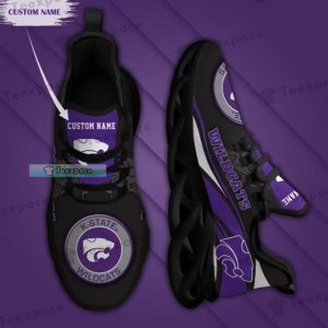 Custom Name Kansas State Wildcats Logo Ahead Black Sole Max Soul Shoes
