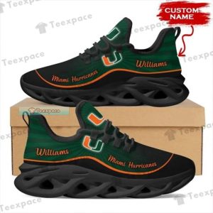 Custom Name Miami Hurricanes Curved Stripes Pattern Max Soul Shoes 2