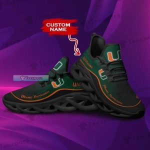 Custom Name Miami Hurricanes Curved Stripes Pattern Max Soul Shoes 3