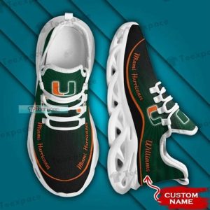 Custom Name Miami Hurricanes Curved Stripes Pattern Max Soul Shoes 4
