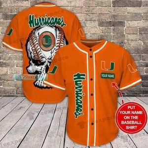 Custom Name Mianmi Hurricanes Skull Orange Baseball Jersey