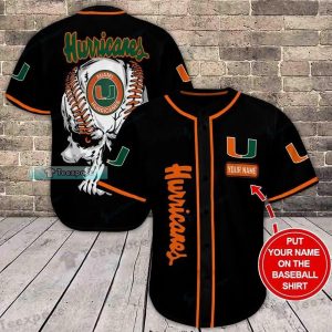 Custom Name Mianmi Hurricanes Skull Black Baseball Jersey