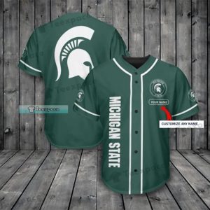 Custom Name Michigan State Spartans Green Baseball Jersey