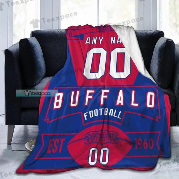 Custom Name Number Buffalo Bills Football Est.1960 Comfy Throw Blanket