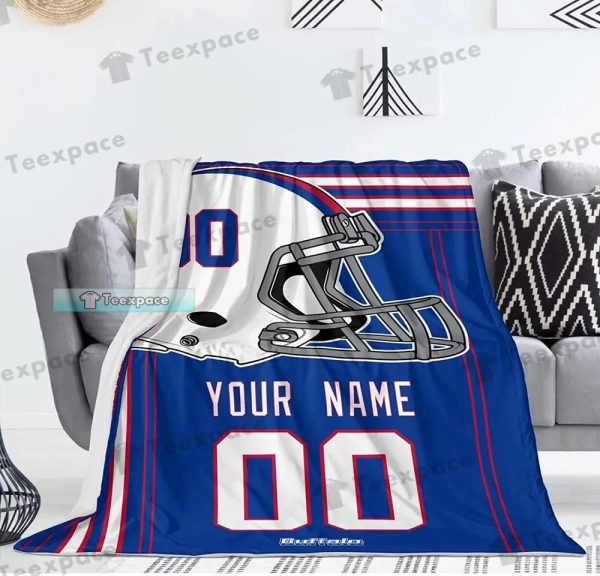 Custom Name Number Buffalo Bills Football Helmet Blanket