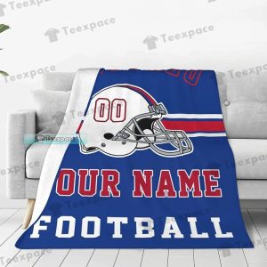 Custom Name Number Buffalo Bills Football Helmets Stripes Sherpa Blanket 2