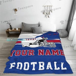 Custom Name Number Buffalo Bills Football Helmets Stripes Sherpa Blanket 3