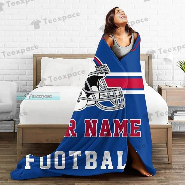 Custom Name Number Buffalo Bills Football Helmets Stripes Sherpa Blanket