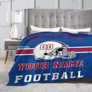 Custom Name Number Buffalo Bills Football Helmets Stripes Sherpa Blanket 6