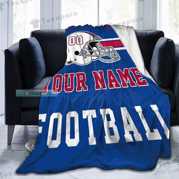 Custom Name Number Buffalo Bills Football Helmets Stripes Sherpa Blanket