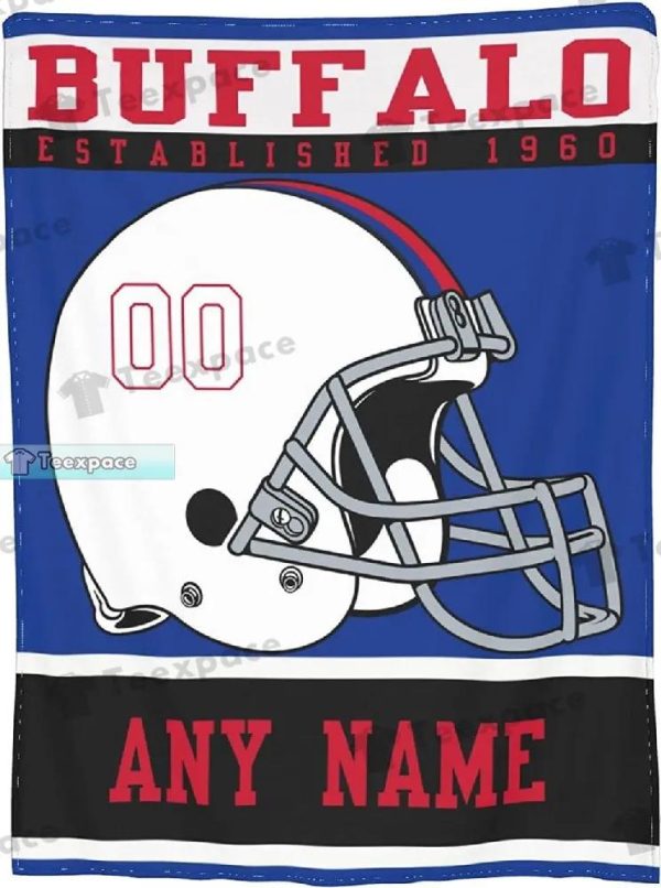 Custom Name Number Buffalo Bills Football Style Throw Blanket