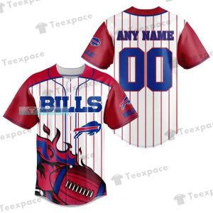 Custom Name Number Buffalo Bills Red Flaming Ball Baseball Jersey