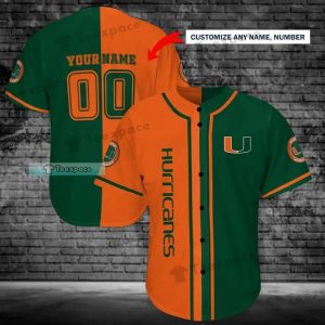 Custom Name Number Mianmi Hurricanes Green And Orange Baseball Jersey