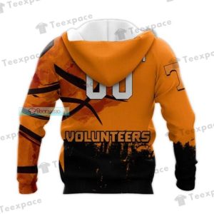 Custom Name Number Tennessee Volunteers Curved Orange Black Hoodie 2